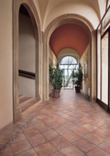 Ceramic tile floor used in a hallway