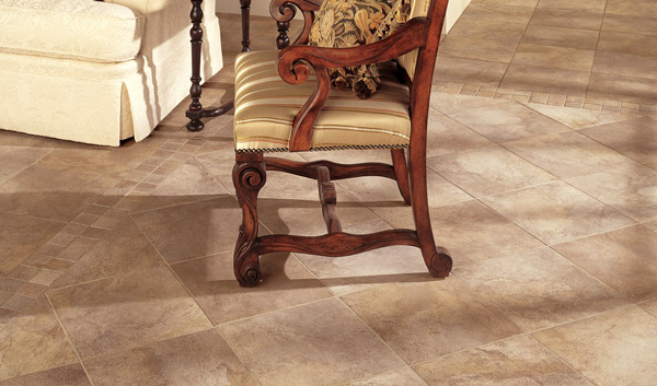 Tile Floor in Family Room