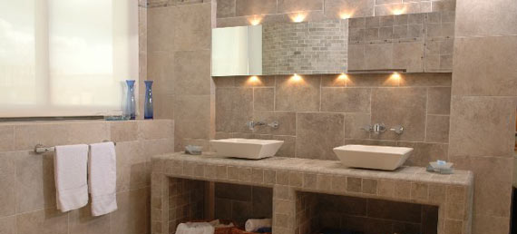 Light using with tile design in the bathroom