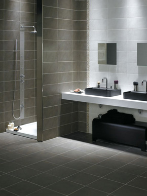 Ceramic Tile Bathroom on Keraben Bathsink With Contrasting Colors